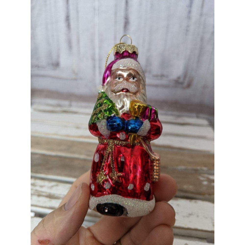 Polka dot Santa ornaments mini Xmas tree